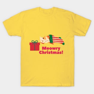 Meowry Christmas - Merry Christmas Cat T-Shirt